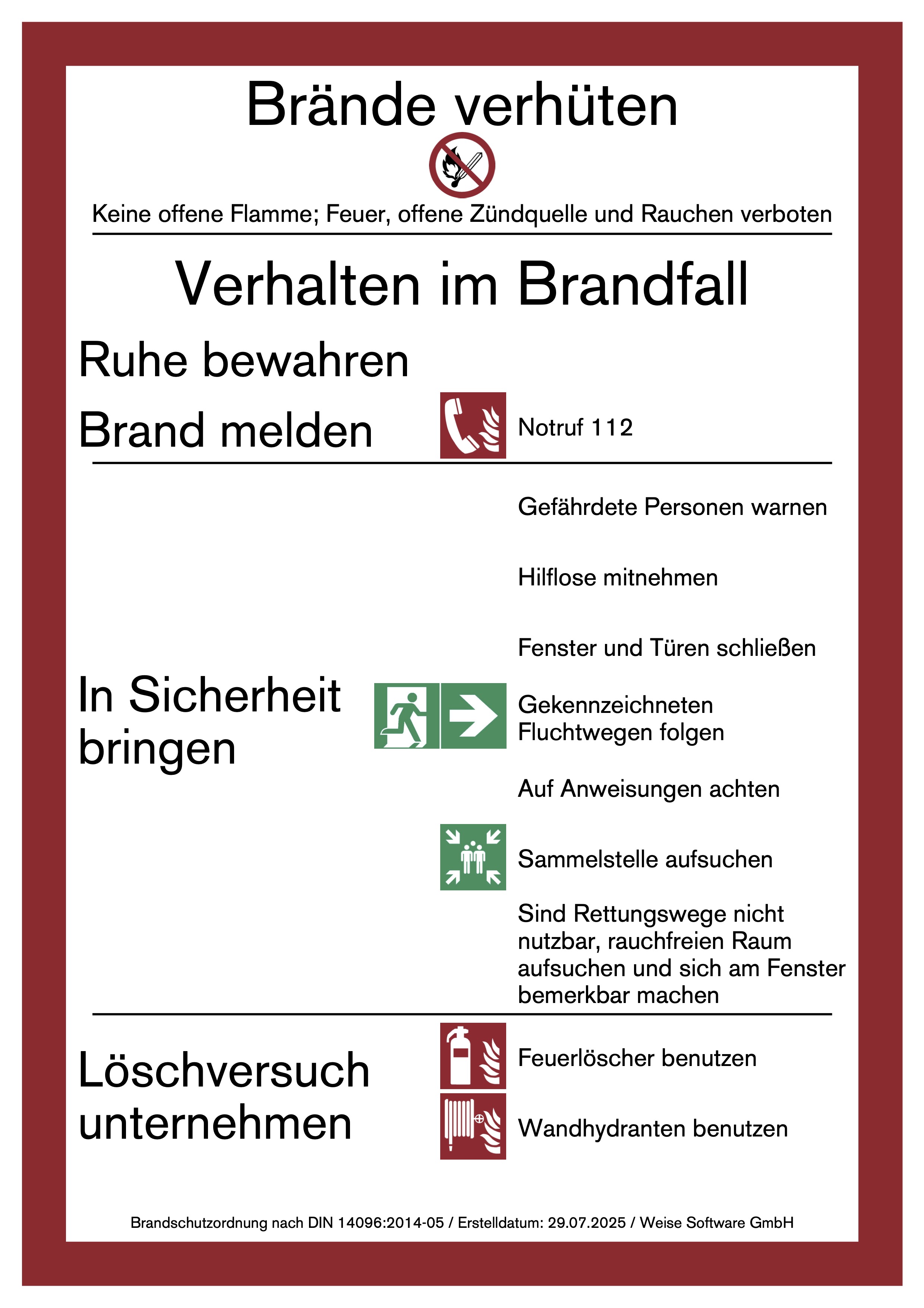 Brandschutzordnung Teil A, B, C